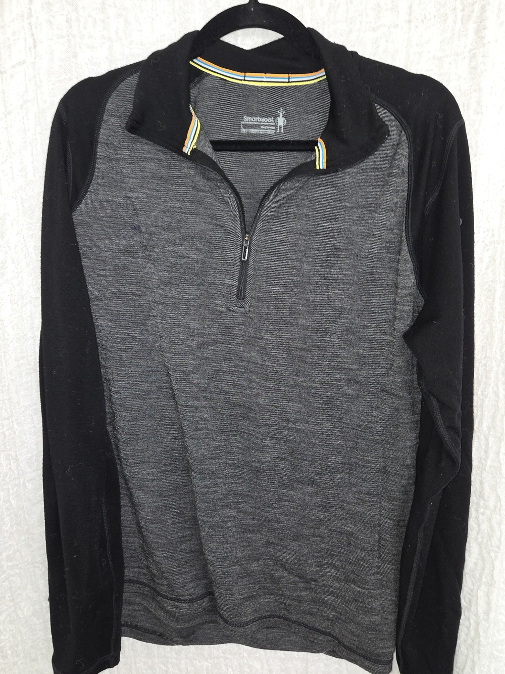 Smartwool Men’s Gray Body Black Sleeve 1/4 Zip Pullover
